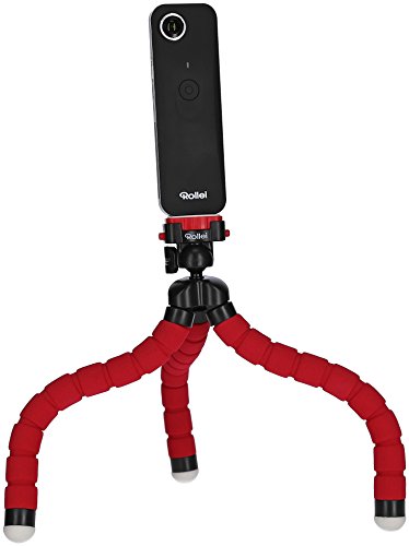 Rollei Monkey Pod - Treppiede da Tavolo Compatto e Flessibile, compatibile con DSLM, Fotocamere compatte, Actioncamera, Macchine a 360Â° e Smartphones, incl. Testa a sfera per rotazione a 360Â° - Rosso