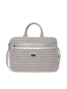 KLEIO Jaquard Laptop Handbag for Office Women Girls(HO3004KL-AG_Silver)