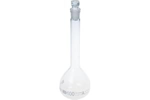 ALWSCI 2 Pezzi 100 mL Matraccio Volumetrico Matracci Tarati da Laboratorio con Tappo in Vetro, Vetro Borosilicato 3.3, Classe A, Matraccio Graduato per Laboratorio