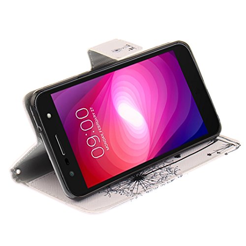LG X Power Lederhülle, Asnlove PU Ledertasche Schutzhülle + Weich Hülle Stand Feature Flipcase Tasche Leather Case mit Standfunktion Tablet Etui mit Karte Slots für LG X Power / LG K220 (5,3 Zoll) – Löwenzahn - 5