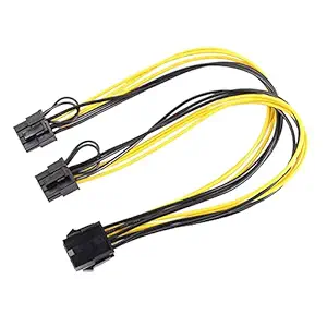 SamMus Long (12 Inch) 18 AWG 8 Pin GPU Pcie PCI Express Female to Dual 8 Pin (6+2) Male Y Splitter Extension Power Cable for Graphics Video Card Adapter and Mining