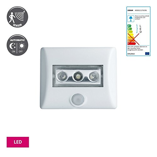 OSRAM LED-Licht mit Bewegungsmelder Nightlux LED-Nachtlicht / Dämmerungssensor / schwenkbar, batteriebetrieben, Tageslicht – 7000K, weiß, 2er Pack - 3