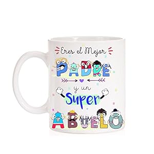 FUNNY CUP Taza Eres un Gran Padre y un Super Abuelo Taza de Regalo para el día de los Padres o Abuelos. Ideal para Regalar. Regalo Divertido.
