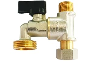 SOMATHERM FOR YOU - Vinkelkran för Tvättmaskin - Svängbar Mutter 3/8" - Utgång M3/8" - Anslutning M3/4" - 1/4 Vridhandtag - G