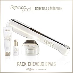 L'oreal - Pack Steampod 2.0 - fer à lisser vapeur nouvelle génération + Sérum + Lait creme de lissage cheveux épais