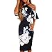 Produktbild Luckhome Rock Boho Kleid Damen Sommer Böhmischen Tunika Floral Party Lange Maxi Strand Sommerkleid Drucken Kreuz Schulter Abend