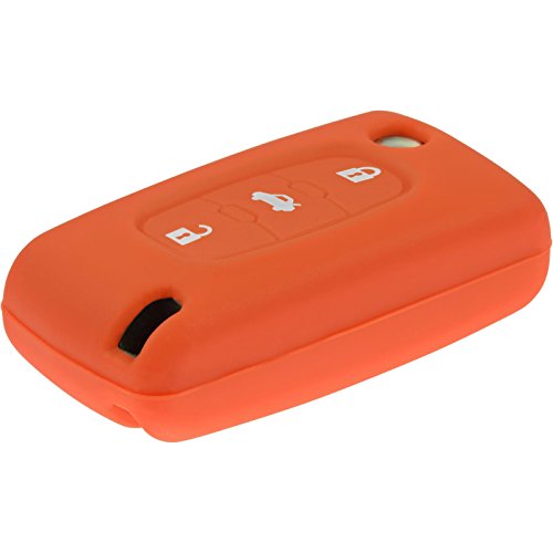PhoneNatic Funda de Silicona para Mando de 3 Botones de Peugeot 307/408 / 407/607 en Naranja Llave Plegable de 3-Key