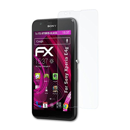 atFoliX Plastic Glass Protective Film compatible with Sony Xperia E4g Glass Protector, 9H Hybrid-Glass FX Glass Screen Protector of plastic