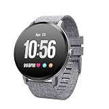 Qiyun Runder Farbbildschirm Smart Armband Sportuhr Männer und Frauen Multifunktionsblutdruck Herzfrequenz Android Apple (Farbe : D)