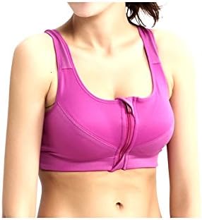 Maria Dibba Women Sports Style High Quality Front Zipper Shockproof Sexy Sports Bra (Medium, Purple)