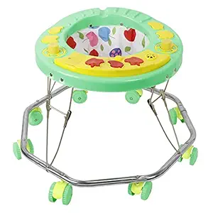 GENERIC Musical Baby Activity Walker for Kids with Music, Light and Adjustable Height - for Boys and Girls - Suitable Age 9 to 12 Months + (Green, 9-12 Months)