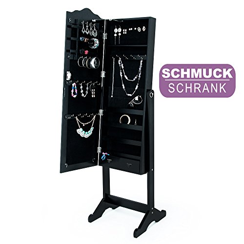 Deuba-Armoire--Bijoux-Moderne-avec-Miroir-et-tiroirs-Blanc-ou-Noir-Rangement-Accessoires