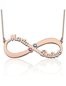 Hacool Personalisierte 925 Sterling Silber Infinity Name Birthstone Halskette mit 2 Namen 18 