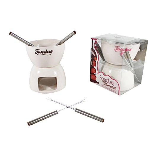 Schokoladen Fondue Set 4 Gabeln Schokofondue Keramik