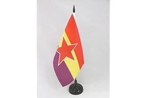 AZ FLAG Bandera de Mesa de ESPAÑA Republica Popular 21x14cm - BANDERINA de DESPACHO ESPAÑOLA Republicana 14 x 21 cm