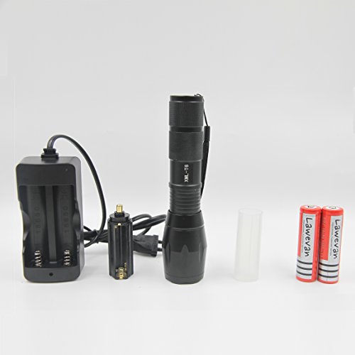 Lawevan® LED CREE XM-L T6 1600 Lumen Taschenlampe 5 Modi Einstellbare Zoomable Taschenlampen+18650 Akku+AC Ladegerät - 3