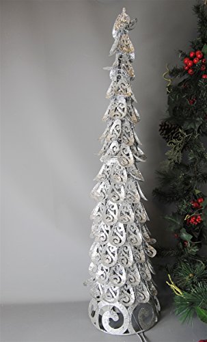 Christmas - Festive Tree Decoration light up Silver Metal Swirl style Tree with Electric Lights