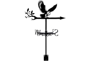 SUPERDANT Owl Weather Vane Owl on Branch Weathervanes Black Metal Wind Vanes Animal Weather Vanes Weathervane Garden Ornament for Farmhouse Garden Outdoor Yard Roof Shed Paddock Decoration