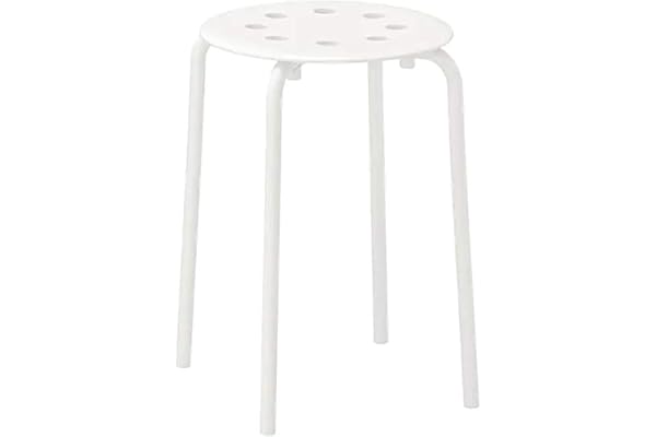 Ikea Marius Stool, White(Seat Diameter: 0.320 M (12 5/8") Width: 0.400 M (15 3/4") Seat Height: 0.450 M (17 3/4")) - Metal