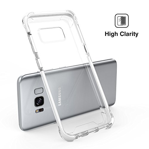 MoKo Samsung Galaxy S8 Funda - Flexible Case de Amortiguaci  n TPU de Choque-Absorci  n con Anti-ara  azos Transparente Duro Back Cover para Samsung Galaxy S8 2017 5 8 Pulgadas  Blanco