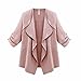 Produktbild FORH Damen Casual Lange Ärmel Cardigan Elegant Solide color Strickjacke Mantel Loose Oversize Herbst Winter Jacken Trenchcoat Mode Wasserfallkragen Unregelmäßige Cardigan (Rosa, 2XL)