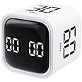 Cube Timer Gravity Sensor Timer Exercise Timer Vibration and Mute Modes Custom Timing 5/10/30/60min for Work, Study,Kitchen Cooking(White)