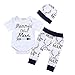 Produktbild Yahoo Neugeborene Kinder Baby Boy Outfits Kleidung Brief Print Strampler Jumpsuit + Pants + Mütze Set Mommys Other Man Baby Boy Brief Print Kurzarm Strampler Hose Hut 3-teiliges Set