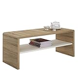IDIMEX Table Basse Noelle, Table de Salon rectangulaire ou Meuble TV de 120 cm avec 1 étagère Espace de Rangement Ouvert, en mélaminé décor chêne Sonoma et Blanc Mat