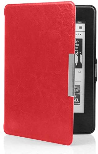 easyDigital® Kindle Touch 8th Generation - 2016 Release E-Reader PREMIUM Smart Leather Case Cover Flip Pouch with Magnetic Support Sleep Wake Function e reader Cover/Sleeve For All-New Kindle, 6" Glare-Free Touchscreen Display, Wi-Fi 2016 Edition - Book Style Case, includes Stylus Pen & Screen Protector (Kindle E-reader - 2016 Release, Red)