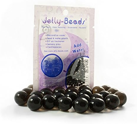 Jelly Beads ® - Black 10 x 5g - Decorative water retaining expanding beads - Ideal for vases, weddings, centrepieces, DIY air fresheners and sensory play