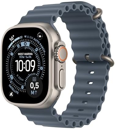 Apple Watch Ultra 3 GPS + Cellular, Cassa 49 mm in titanio naturale con Cinturino Ocean blu salmastro