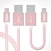 Produktbild USB C Kabel auf USB 3.0, TecMad [0.2m/0.65ft+2m/6.5ft 2 pcs] Nylon USB Typ C Ladekabel USB Type C Datenkabel für Type C Geräte,apple MacBook, MacBook Pro, Samsung Galaxy S9 S8 Plus/note 8,Gopro Hero 5/6,ChromeBook Pixel, HTC 10, Nexus 5X / 6P, Nokia N1 Tablet, OnePlus 2 3 5, HuaweiP20 Pro, P10 Plus, und andere USB Typ-C unterstützte Geräte ( Roségold)