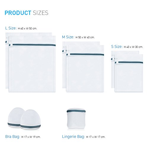 Premium Wäschenetz für Waschmaschine (8er-Set), BEZ™ Premium Wäschenetz-Set für die Waschmaschine Netzwaschbeuteln für Blusen, Strumpfwaren, Strümpfe, Unterwäsche, BHs und Unterwäschen, Intime Unterwäsche und Sensibles, Reisewäschebeutel - 2