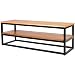 Produktbild Leon Waschtisch TV industriellen Metall Epoxy schwarz + Tablett Furnier Holz Eiche Massiv lackiert – L 120 cm