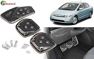 Selifaur - 3 Pcs Black Non-Slip Manual Car Pedals kit Pad Covers Set for Honda Civic