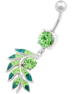 bauchnabelpiercing Schmuck banane Chirurgenstahl mit Swarovski Kristalle Blätter anhänger HABQ
