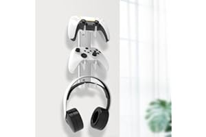 Mikihat Soportes para Auriculares Gamepad de 3 Niveles, Colgador Auriculares Montado en la Pared Soporte Cascos Gaming Universal Gamepad Headphone Headset Stand para Oficina