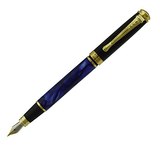 Lanxivi Jinhao 500 - Penna stilografica con pennino a punta media, con custodia inclusa, colore: blu elettrico