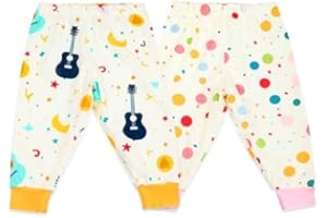 MOEMOE BABY Windelhose Nachts Kinder 2 Stück Baumwolle Windelhosen Baby Töpfchen Trainingshosen für Jungen Mädchen Musiknoten+Punkte XL/7-9 Jahre