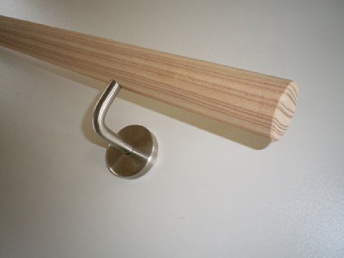 Preisvergleich Produktbild Lärche (unbehandelt) Handlauf gefast mit Edelstahlhalter in verschiedenen Längen (160cm 3 Edelstahl-Halter)
