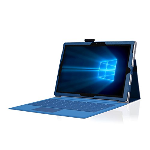 Microsoft Surface Pro 4 Cover Tasche mit praktischer Stand Funktion Case aus robustem Kunstleder kombiniert Schutz und Design für Ihr Microsoft Surface Pro 4 Hülle Case Blau von NAUC® - 2