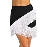 falda flecos negra larga Mujeres damas fluyendo borlas falda latina tango rumba dancewear rendimiento falda