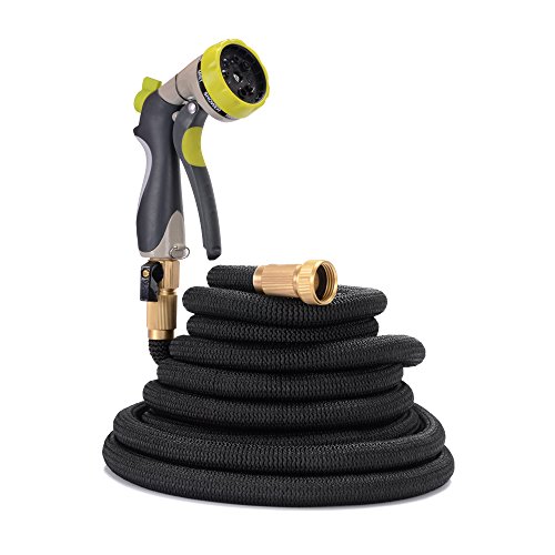 Gartenschlauch, Bewässungsschlauch Wasserschlauch mit Zink legierter Metalldüse (Schwarz)