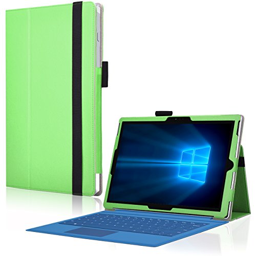 Tasche für Microsoft Surface 3 mit praktischer Stand Funktion aus robustem Kunstleder kombiniert Schutz und Design für Ihr Microsoft Surface 3 Hülle Cover Case Grün von UC Express®
