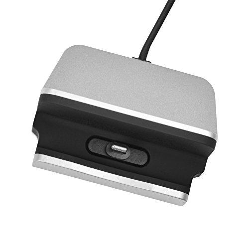Original iProtect® Premium Dockingstation Ladestation mit integrierten USB Datenkabel Ladekabel und Netzteil Adapter für Apple iPhone 5 5s 5c 6 6Plus 6s, iPod Touch 5G 6, iPod Nano 7G in silber - 4
