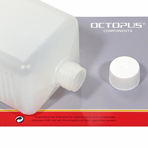 5 x 1000 ml Octopus Kunststoffflaschen, HDPE Plastikflaschen mit weißen Schraubverschlüssen, Leerflaschen mit weißen Schraubdeckeln, Vierkantflaschen inkl. 5 Beschriftungsetiketten - 2