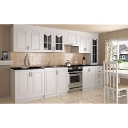 tendencio Cuisine complète de 3m20 Dina Blanche avec moulures Moderne et Contemporain