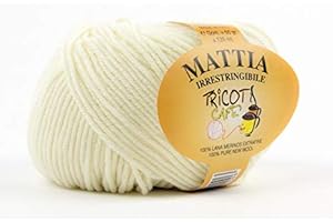 TRICOT CAFE' Mattia - gomitolo morbido filato pura lana merinos extrafine ideale per neonati lana per uncinetto per Ferri/uncinetto: 3.50/4.00 50 gr - 2 Panna