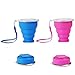 Produktbild WEINAS Fartbar Becher Silikon Camping Klappbecher Faltbecher Trinkbecher Tragbarer Becher Praktischer für Reise Outdoor 200ml (1*Rose rot,1*Blau)
