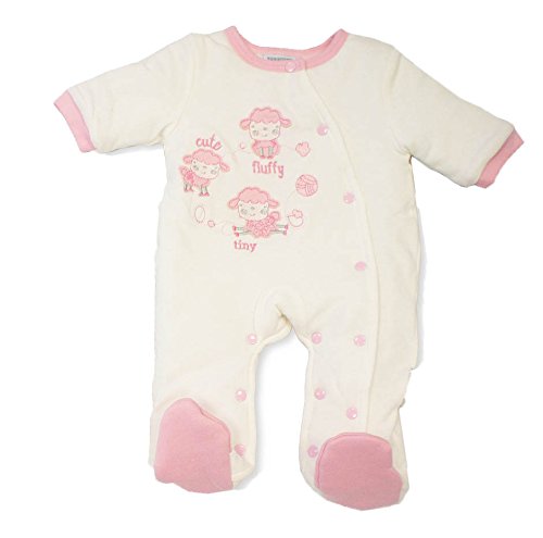 Girls Baby Pink/Cream Padded All In One Suit Cute Fluffy Tiny Sheep Design (Tiny Baby)